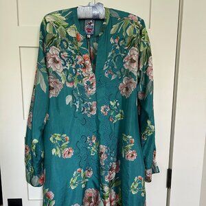 Dress Johnny Was Silk Green Flowers Flowy
